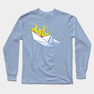 Burning Paper Boat - Irony Sinks because it's heavy and on FIRE Long Sleeve T-Shirt